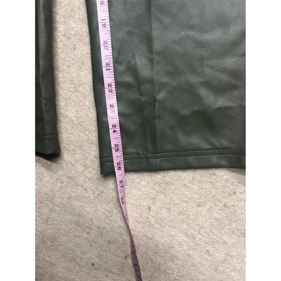 Bagatelle Collection Green Vegan Leather Wide Leg High Rise Women's Pants Medium - Picture 7 of 8